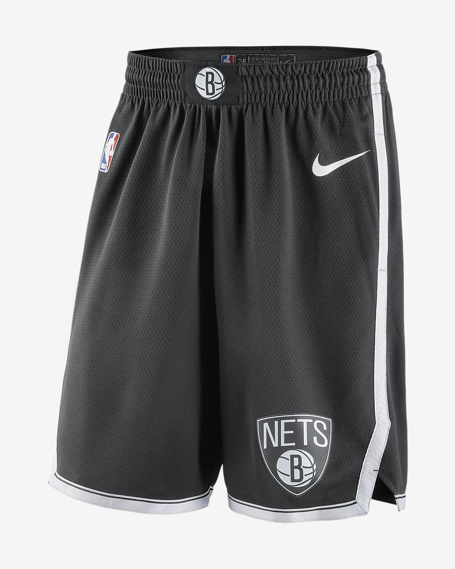 Brooklyn Nets Icon Edition Men s Nike NBA Swingman Shorts Black 50 Recycled Polyester